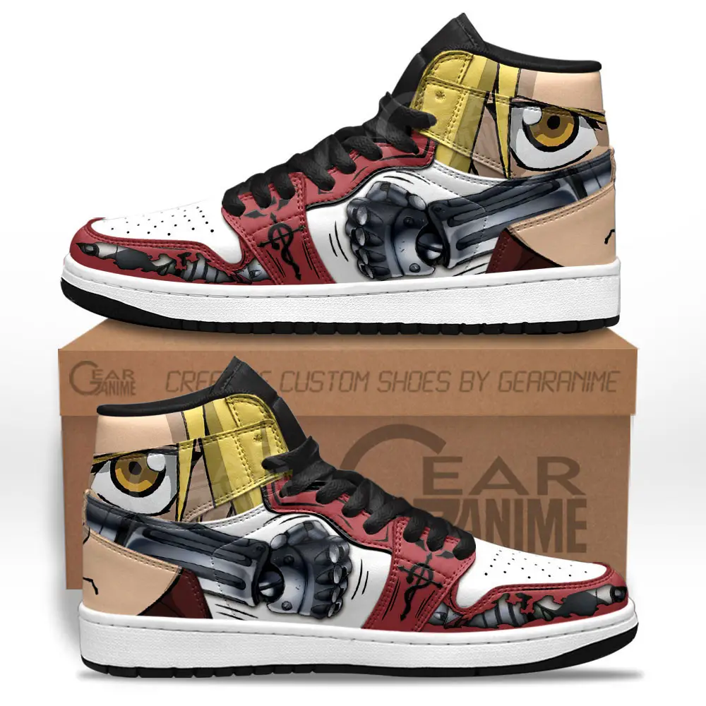 Air JD Hightop Shoes Edward Elric JD1s Sneakers Fullmetal Alchemist Custom Anime Shoes