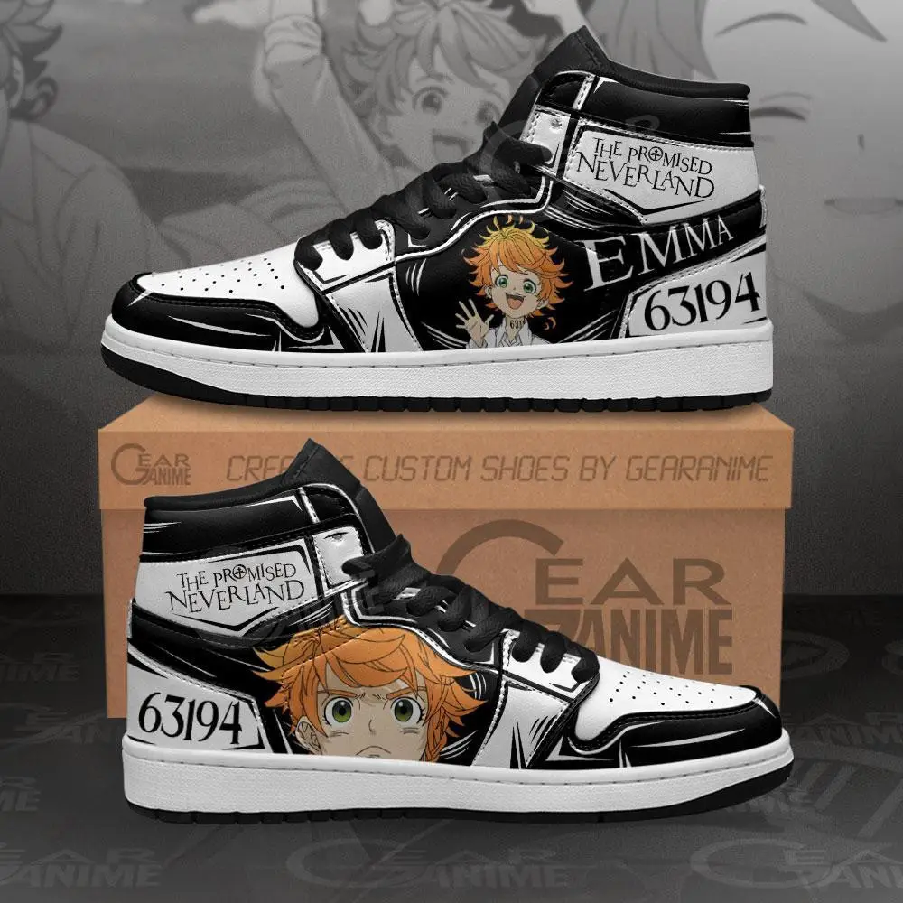 Air JD Hightop Shoes Emma The Promised Neverland JD1s Sneakers Custom Anime Shoes