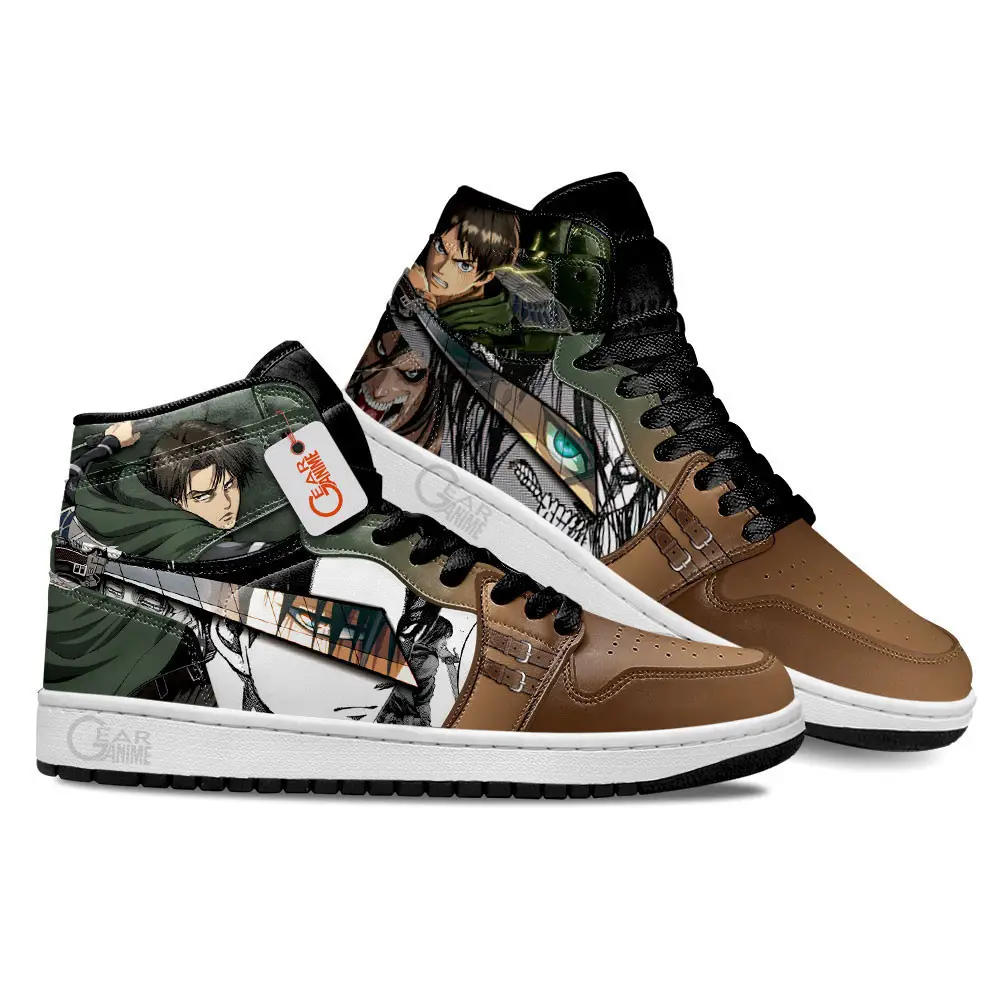 Air JD Hightop Shoes Eren Yeager and Levi Ackerman Anime Shoes Custom Sneakers MN2102