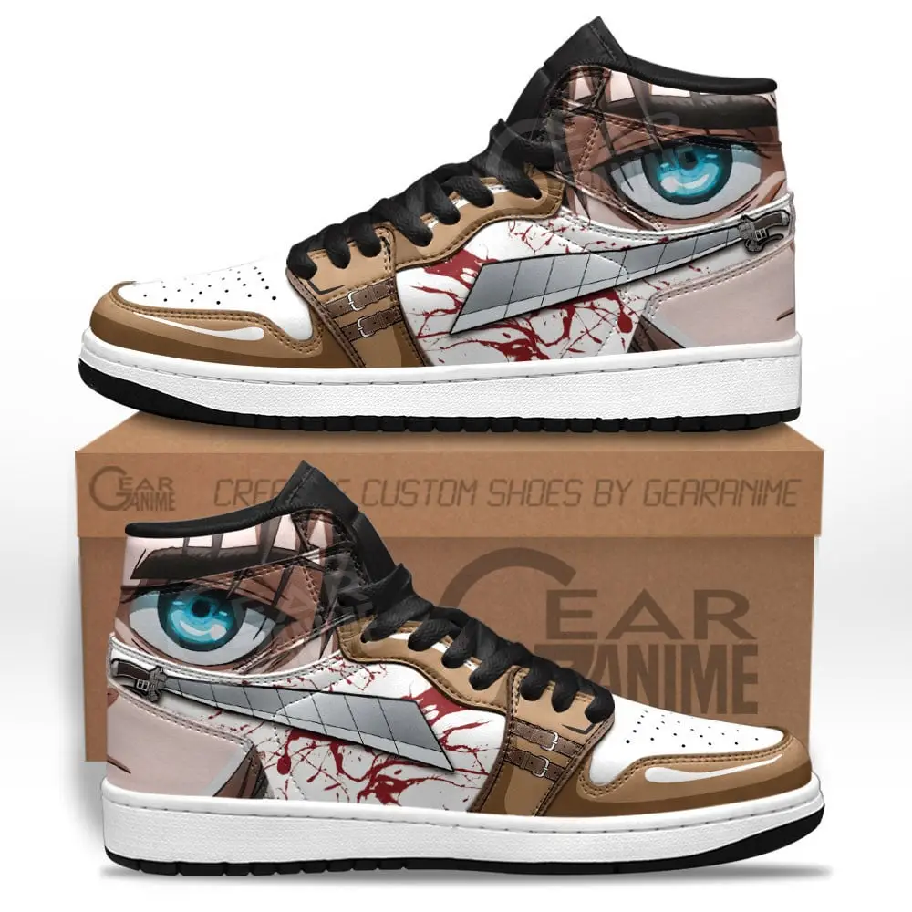 Air JD Hightop Shoes Eren Yeager JD1s Sneakers Attack On Titan Custom Anime Shoes