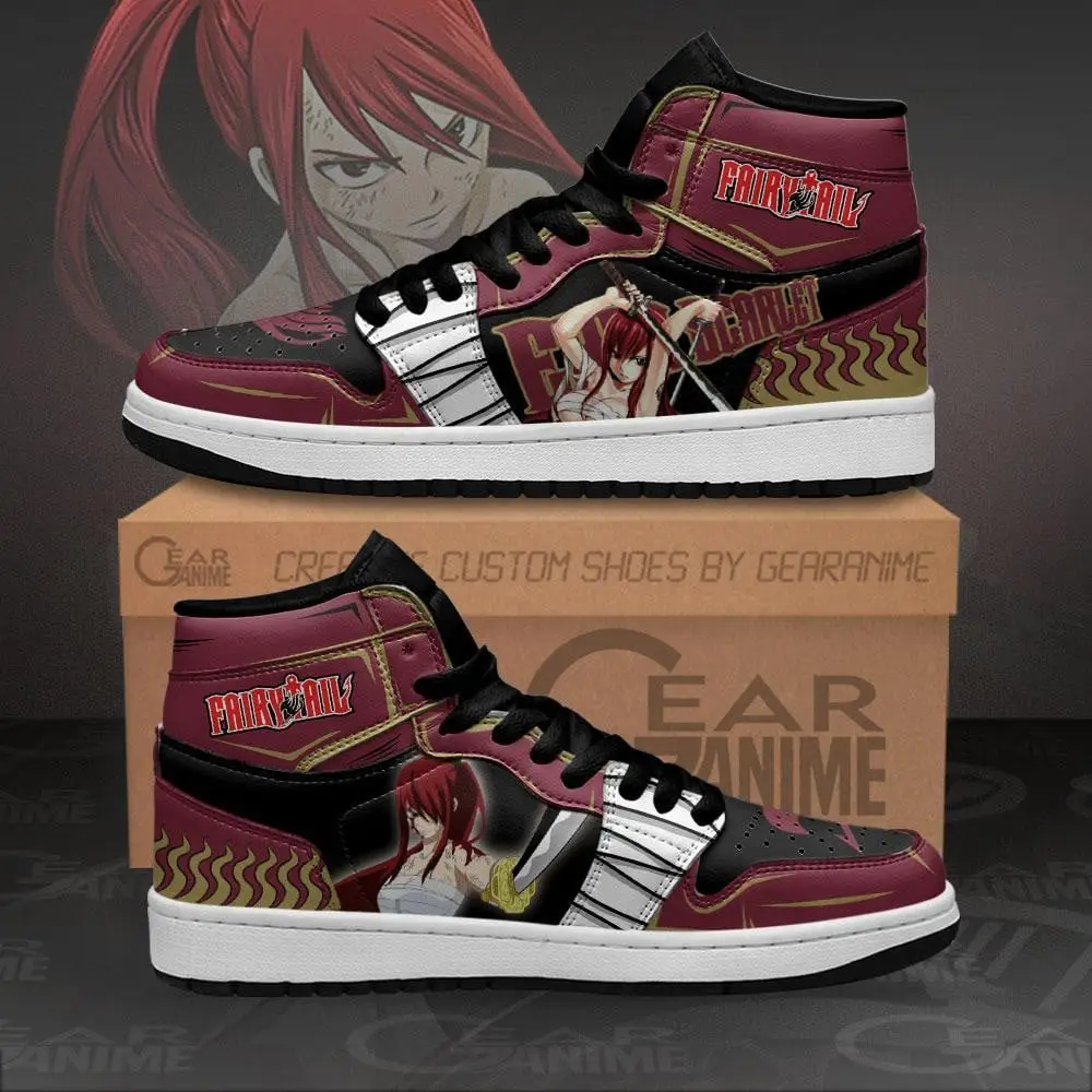 Air JD Hightop Shoes Erza Scarlet JD1s Sneakers Custom Anime Fairy Tail Shoes