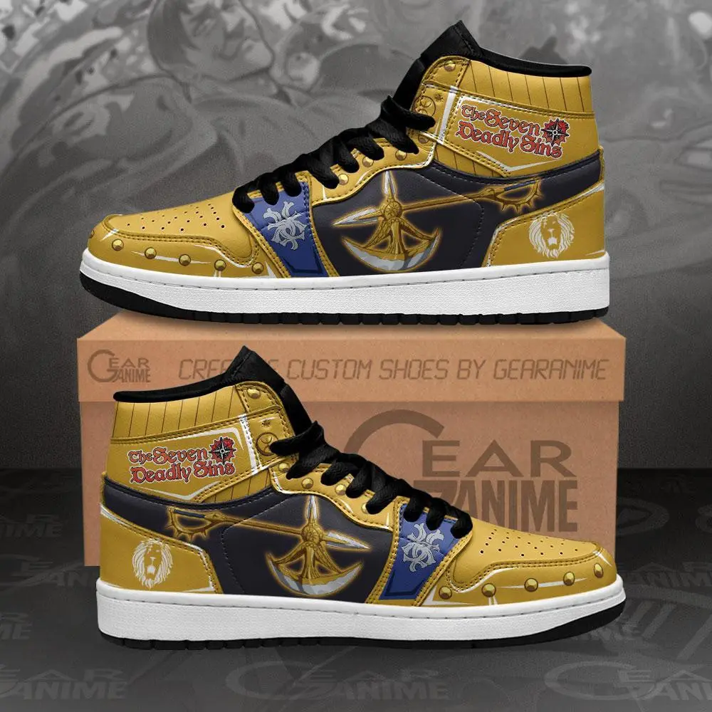Air JD Hightop Shoes Escanor Divine Axe Rhitta JD1s Sneakers Custom Seven Deadly Sins Anime Shoes