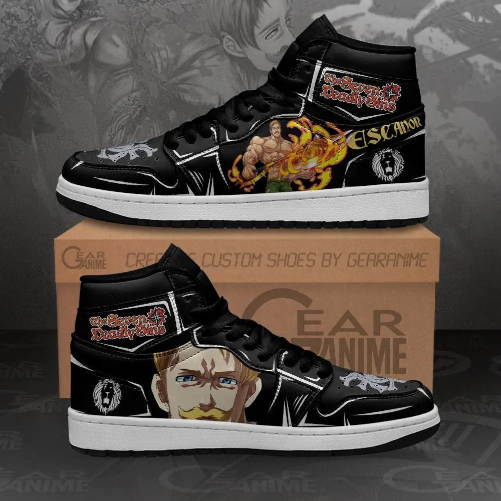 Air JD Hightop Shoes Escanor JD1s Sneakers Seven Deadly Sins Custom Anime Shoes MN10