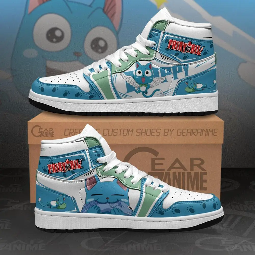 Air JD Hightop Shoes Fairy Tail Happy JD1s Sneakers Custom Anime Shoes