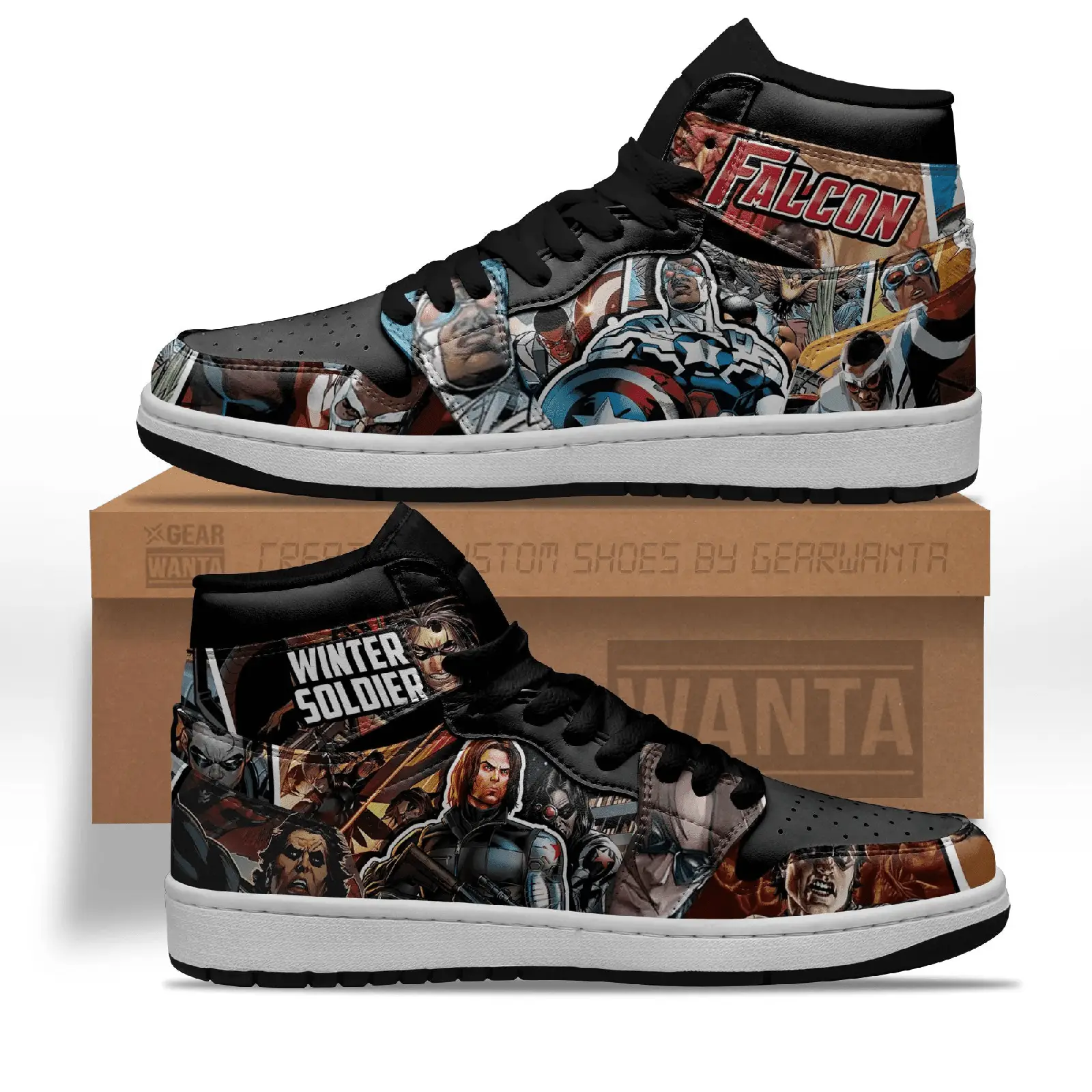 Air JD Hightop Shoes Falcon and Winter Soldier JD Sneakers Custom Shoes