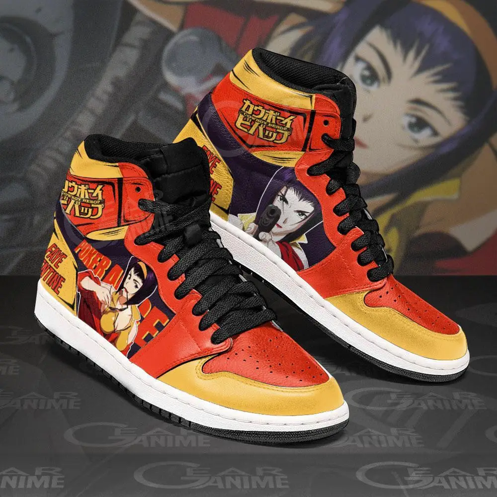 Air JD Hightop Shoes Faye Valentine JD1s Sneakers Cowboy Bebop Anime Custom Shoes MN10