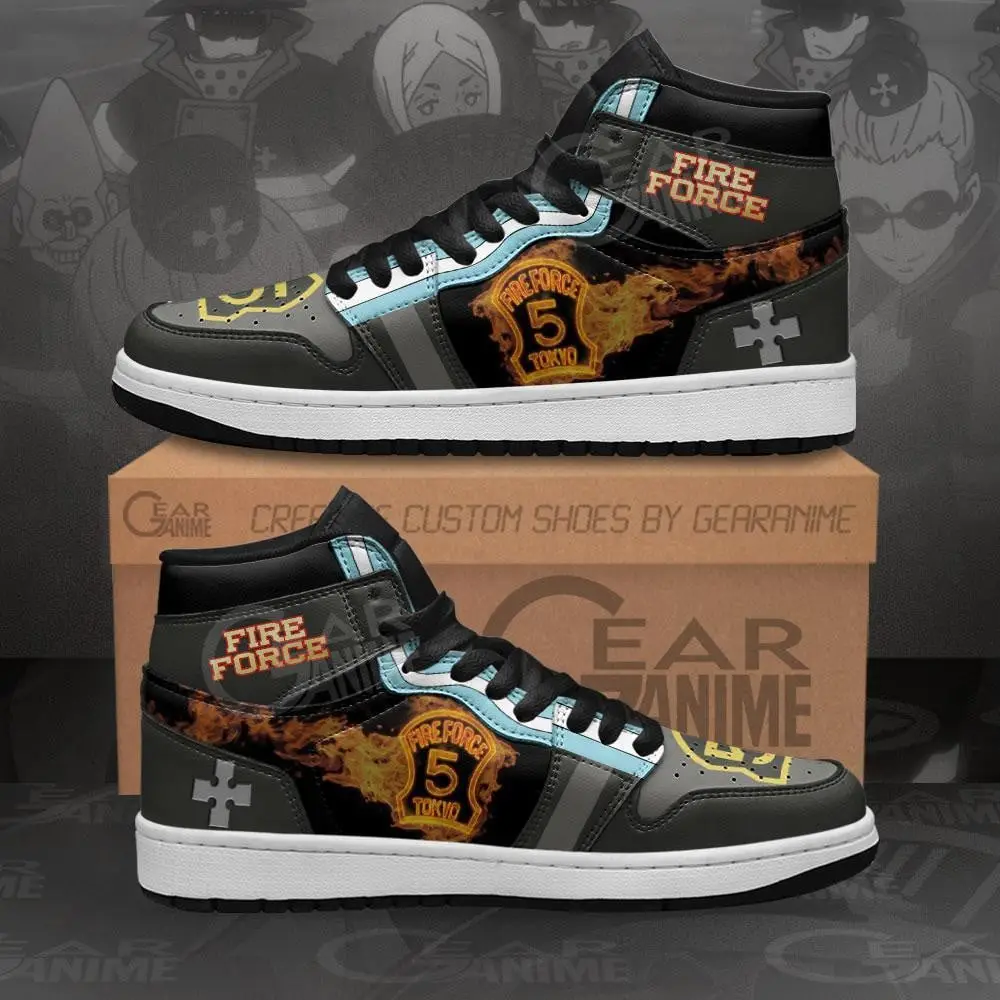 Air JD Hightop Shoes Fire Force Company 5 JD1s Sneakers Custom Anime Shoes