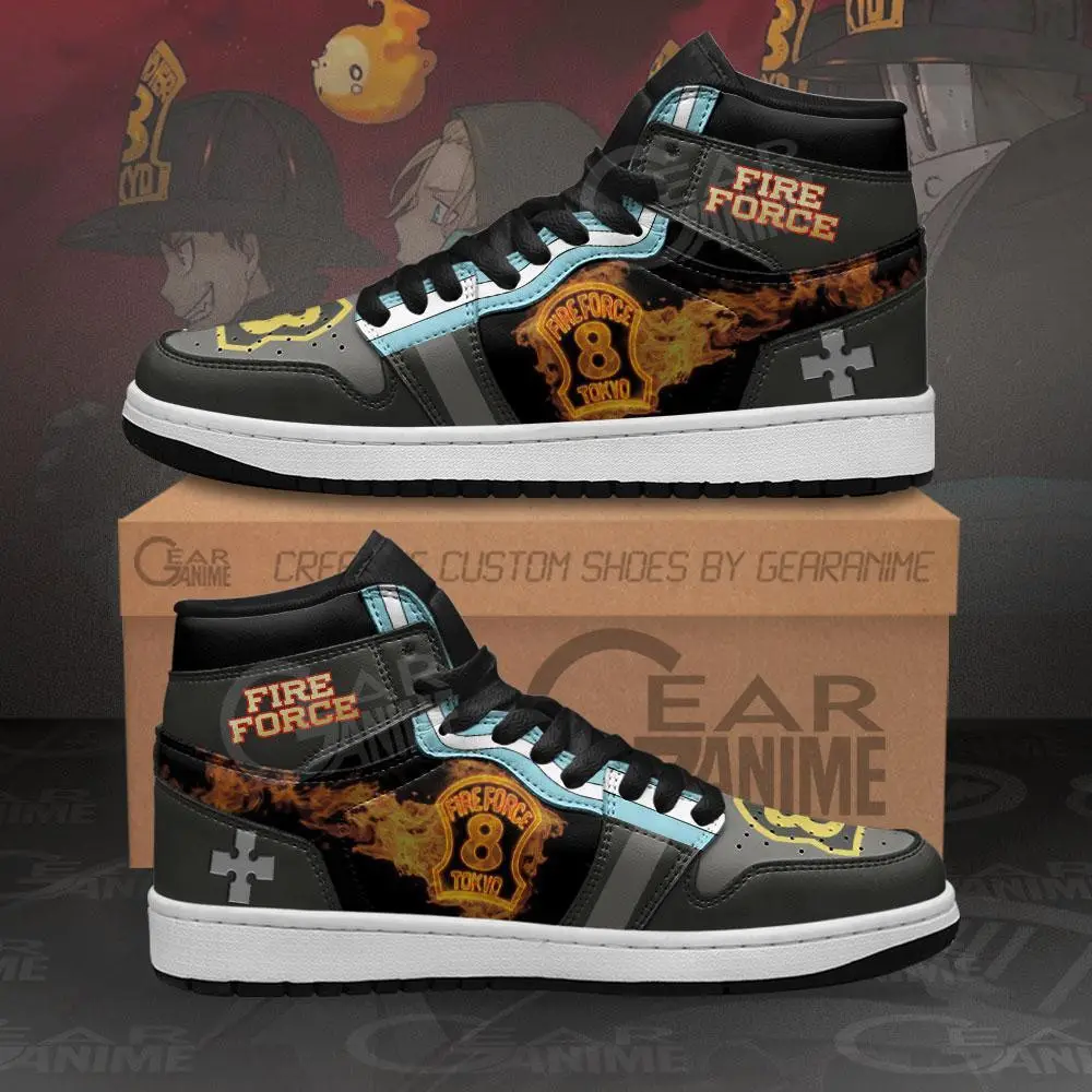 Air JD Hightop Shoes Fire Force Company 8 JD1s Sneakers Custom Anime Shoes