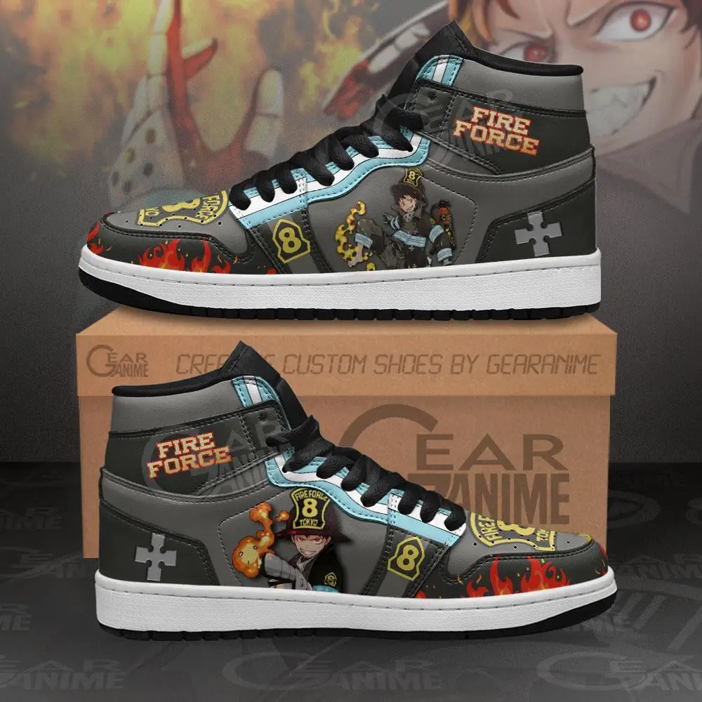 Air JD Hightop Shoes Fire Force Shinra Kusakabe JD1s Sneakers Custom Anime Shoes