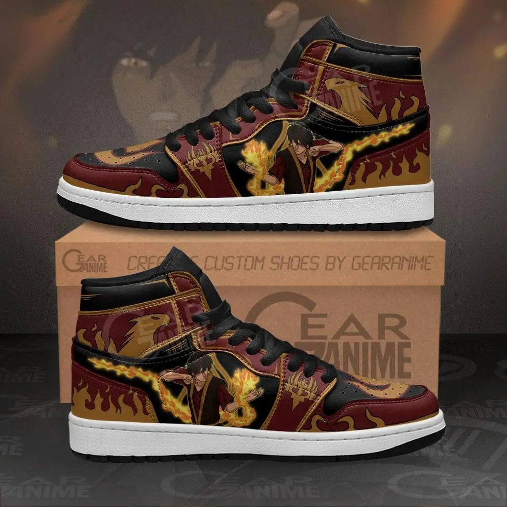 Air JD Hightop Shoes Fire Nation Zuko JD1s Sneakers Custom Avatar The Last Airbender Anime Shoes