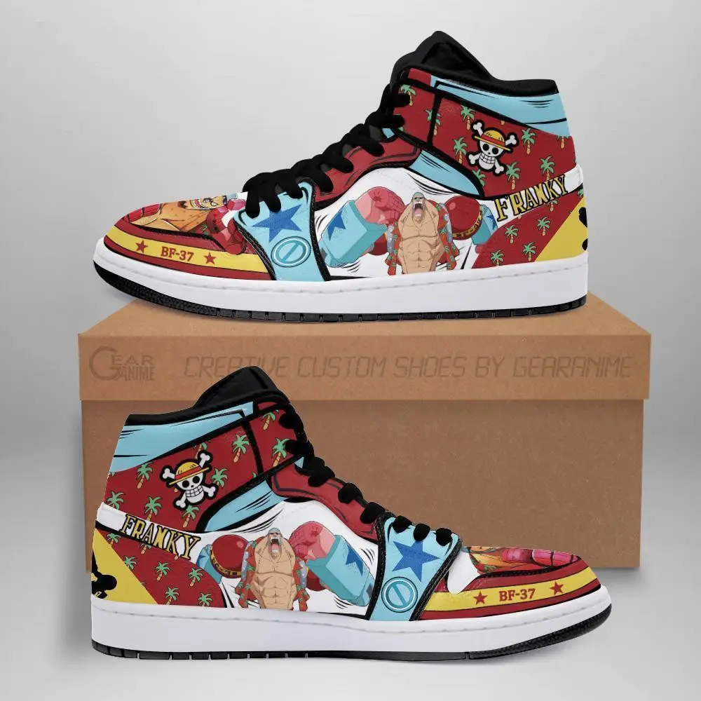 Air JD Hightop Shoes Franky JD1s Sneakers Custom Anime One Piece Shoes Air JD Hightop Shoes Franky JD1s Sneakers Custom Anime One Piece Shoes - Image 1