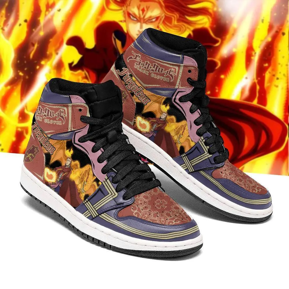 Air JD Hightop Shoes Fuegoleon Vermillion JD1s Sneakers Black Clover Anime Shoes