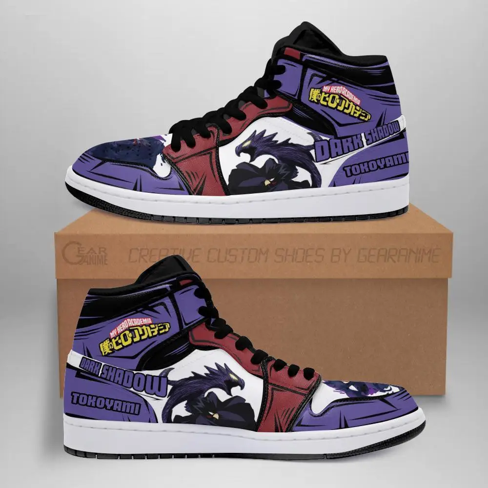 Air JD Hightop Shoes Fumikage Tokoyami JD1s Sneakers Custom Anime My Hero Academia Shoes