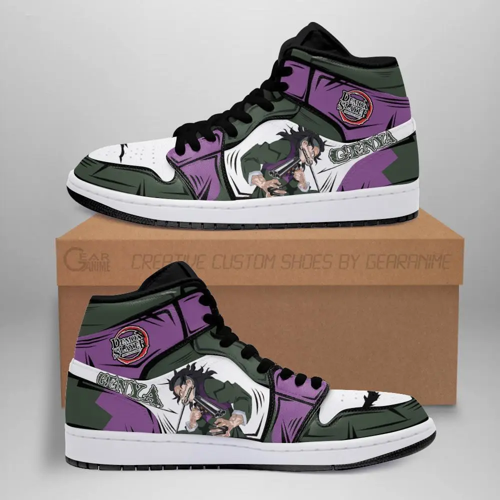 Air JD Hightop Shoes Genya Shinazugawa JD1s Sneakers Custom Anime Demon Slayer Shoes