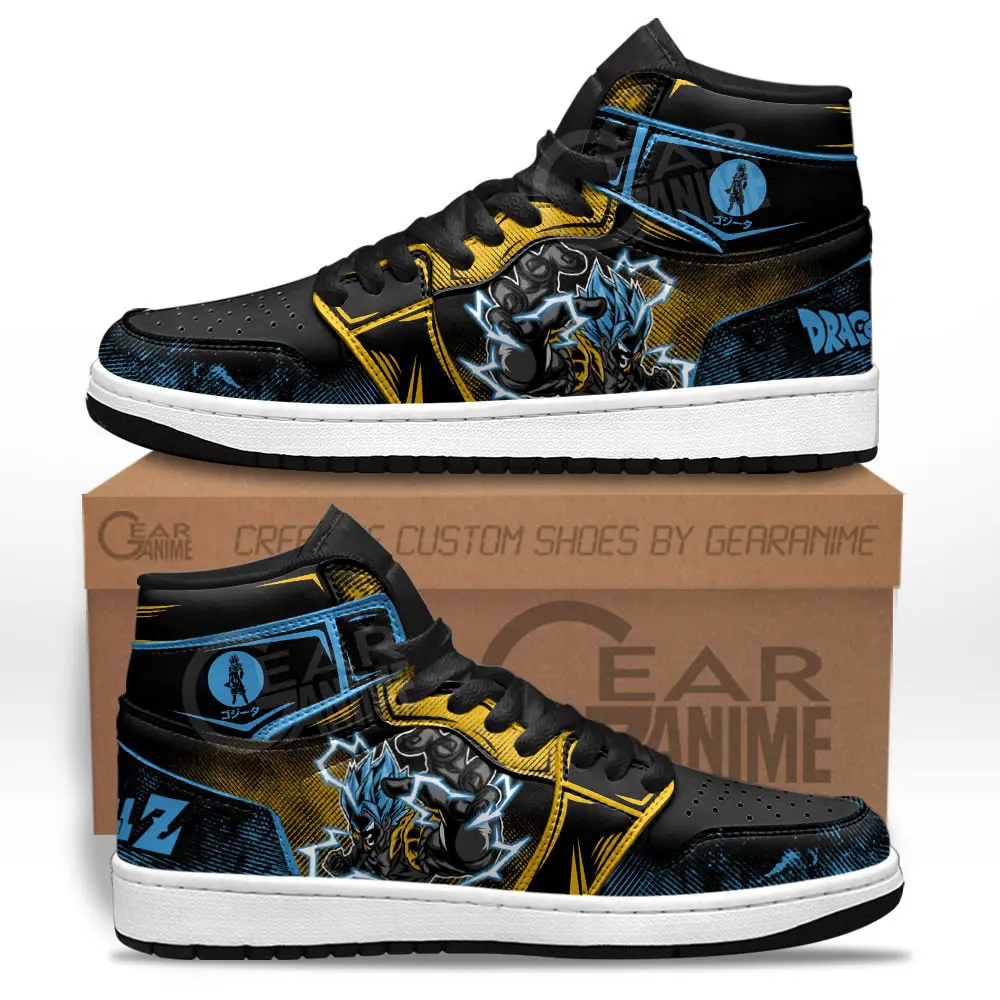 Air JD Hightop Shoes Gogeta JD1s Sneakers Custom Dragon Ball Anime Shoes Style Amoled