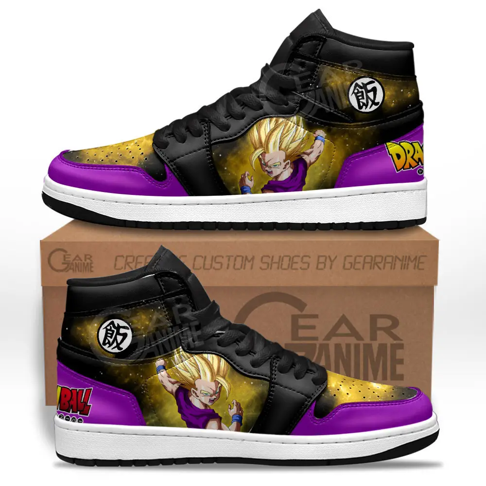 Air JD Hightop Shoes Gohan Super Saiyan JD1s Sneakers Custom Dragon Ball Anime Shoes Mix Galaxy