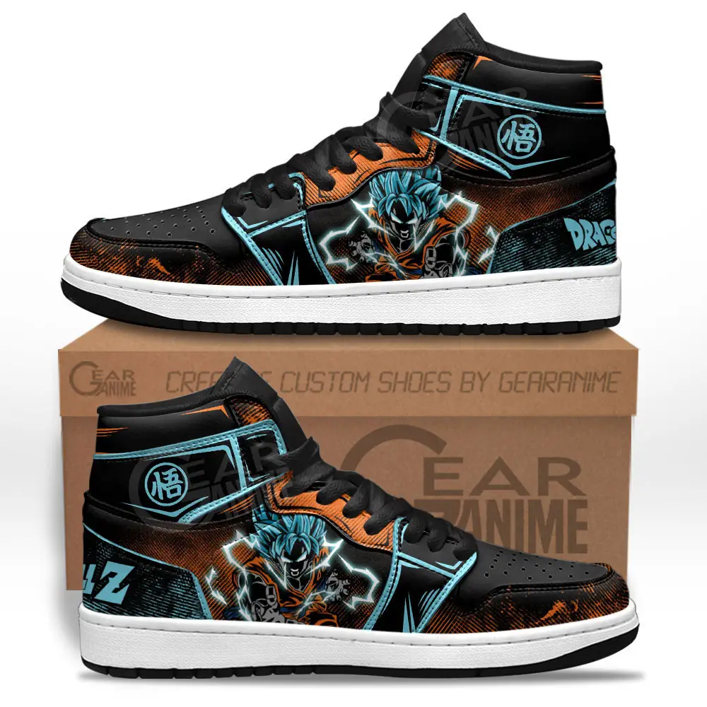 Air JD Hightop Shoes Goku Blue JD1s Sneakers Custom Dragon Ball Anime Shoes