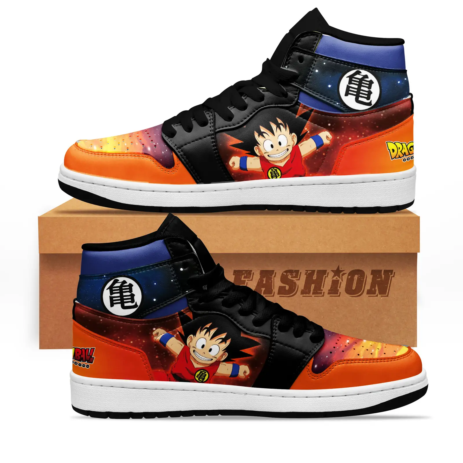Air JD Hightop Shoes Goku Kid JD1s Sneakers Custom Dragon Ball Anime Shoes Mix Galaxy