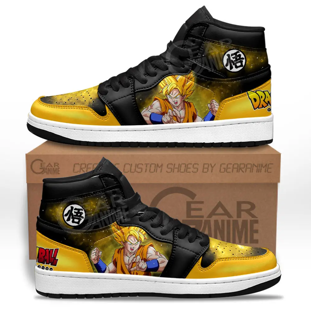 Air JD Hightop Shoes Goku Super Saiyan JD1s Sneakers Custom Dragon Ball Anime Shoes Mix Galaxy