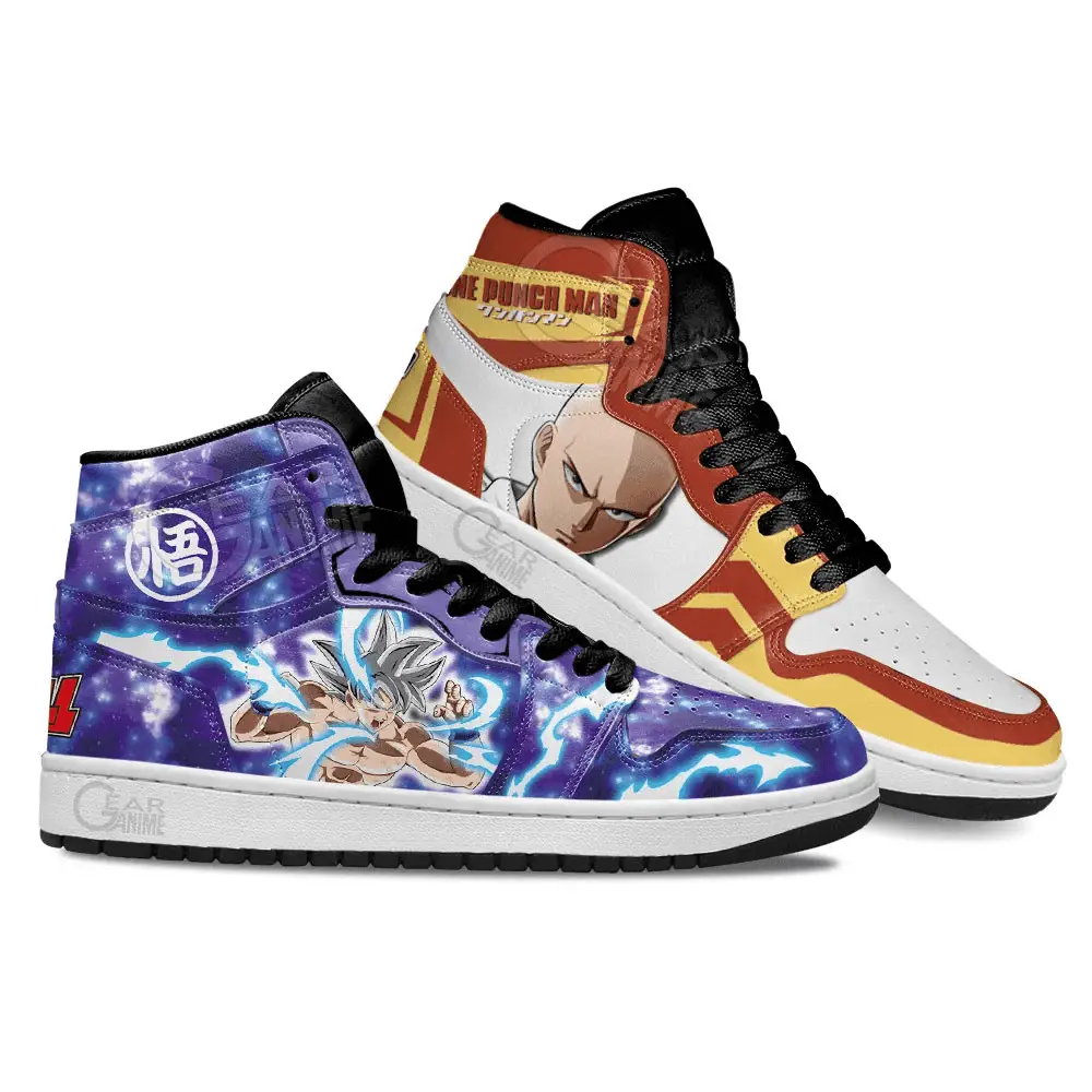 Air JD Hightop Shoes Goku Ultra Instinct and Saitama Anime Custom Shoes