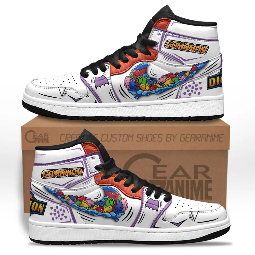 Air JD Hightop Shoes Gomamon JD1s Sneakers Custom Digimon Anime Shoes For Fans