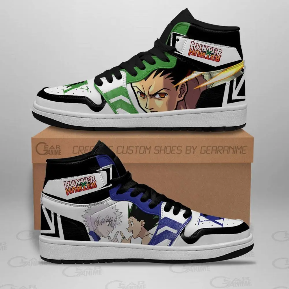 Air JD Hightop Shoes Gon and Killua JD1s Sneakers Custom Anime Hunter X Hunter Shoes