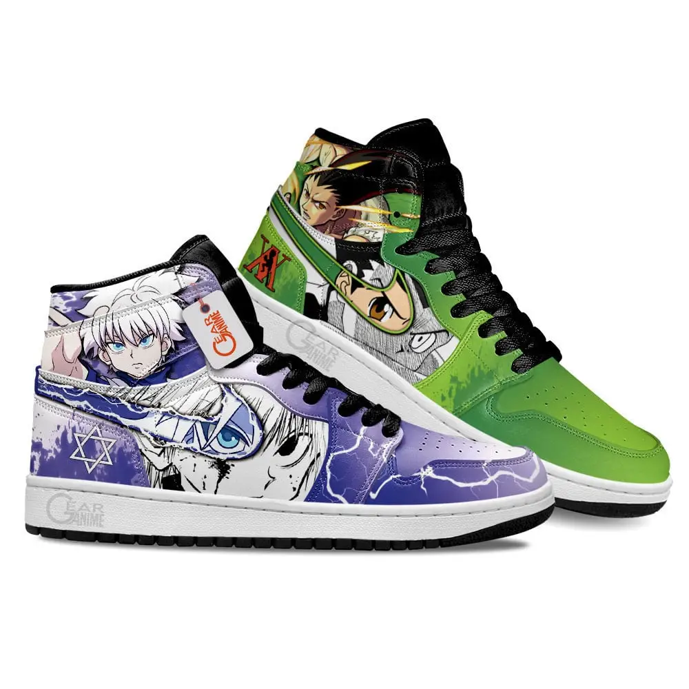 Air JD Hightop Shoes Gon Freecss and Killua Zoldyck Anime Shoes Custom Sneakers MN2102