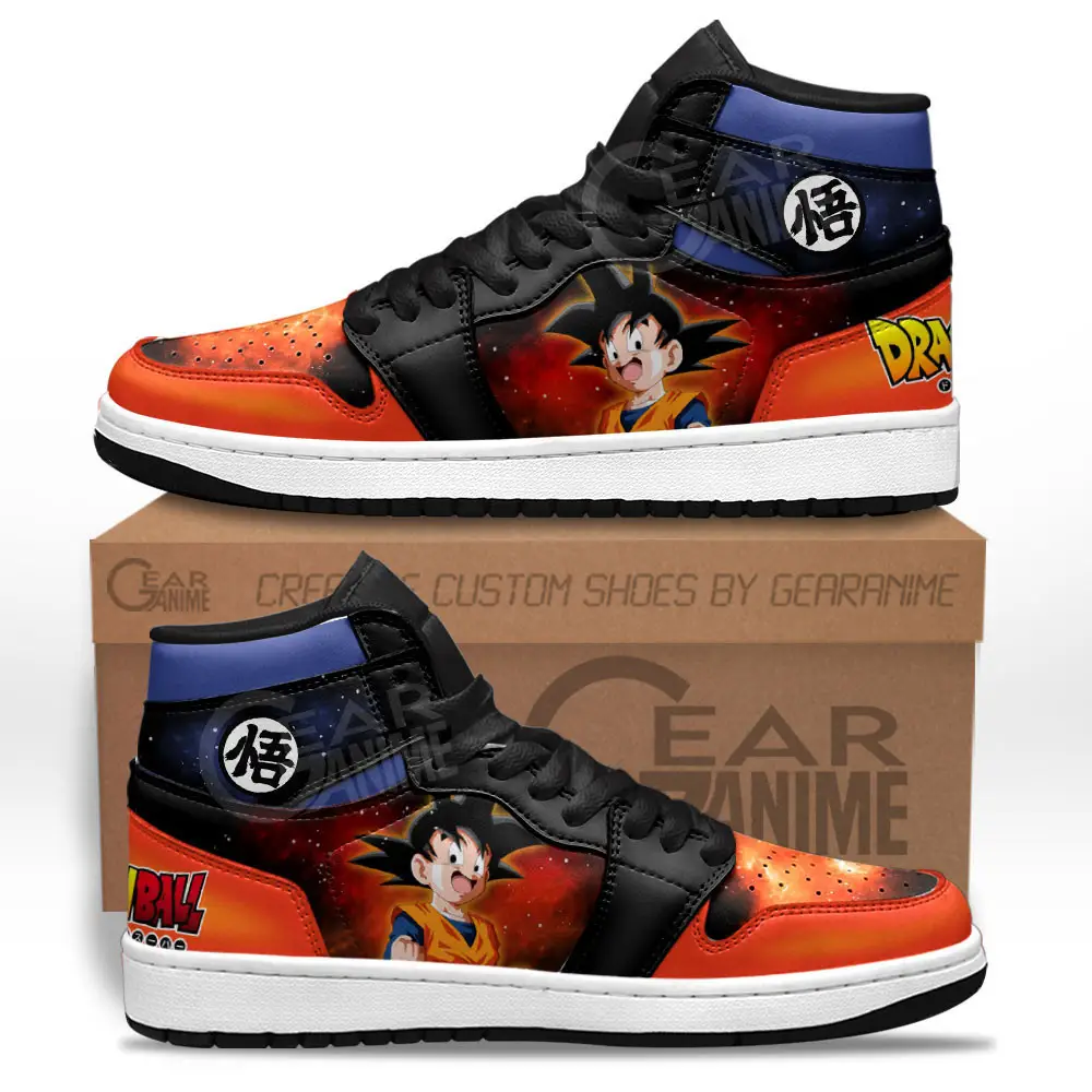 Air JD Hightop Shoes Goten JD1s Sneakers Custom Dragon Ball Anime Shoes Mix Galaxy