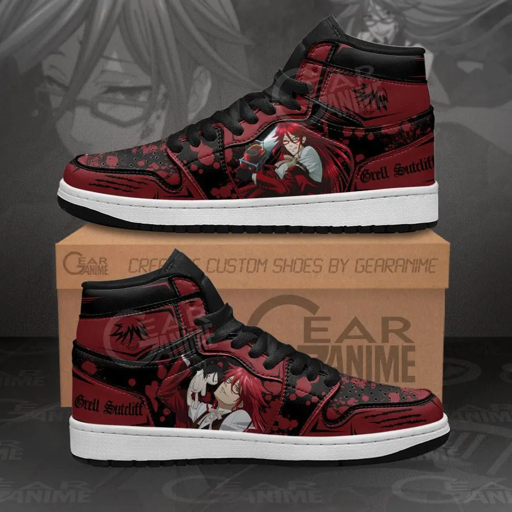 Air JD Hightop Shoes Grell Sutcliff JD1s Sneakers Custom Anime Black Butler Shoes