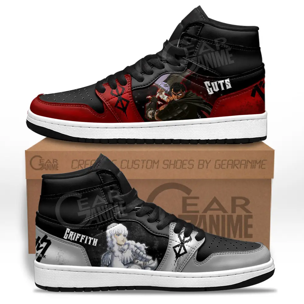 Air JD Hightop Shoes Griffith and Guts JD1s Sneakers Berserk Custom Anime Shoes For Fans