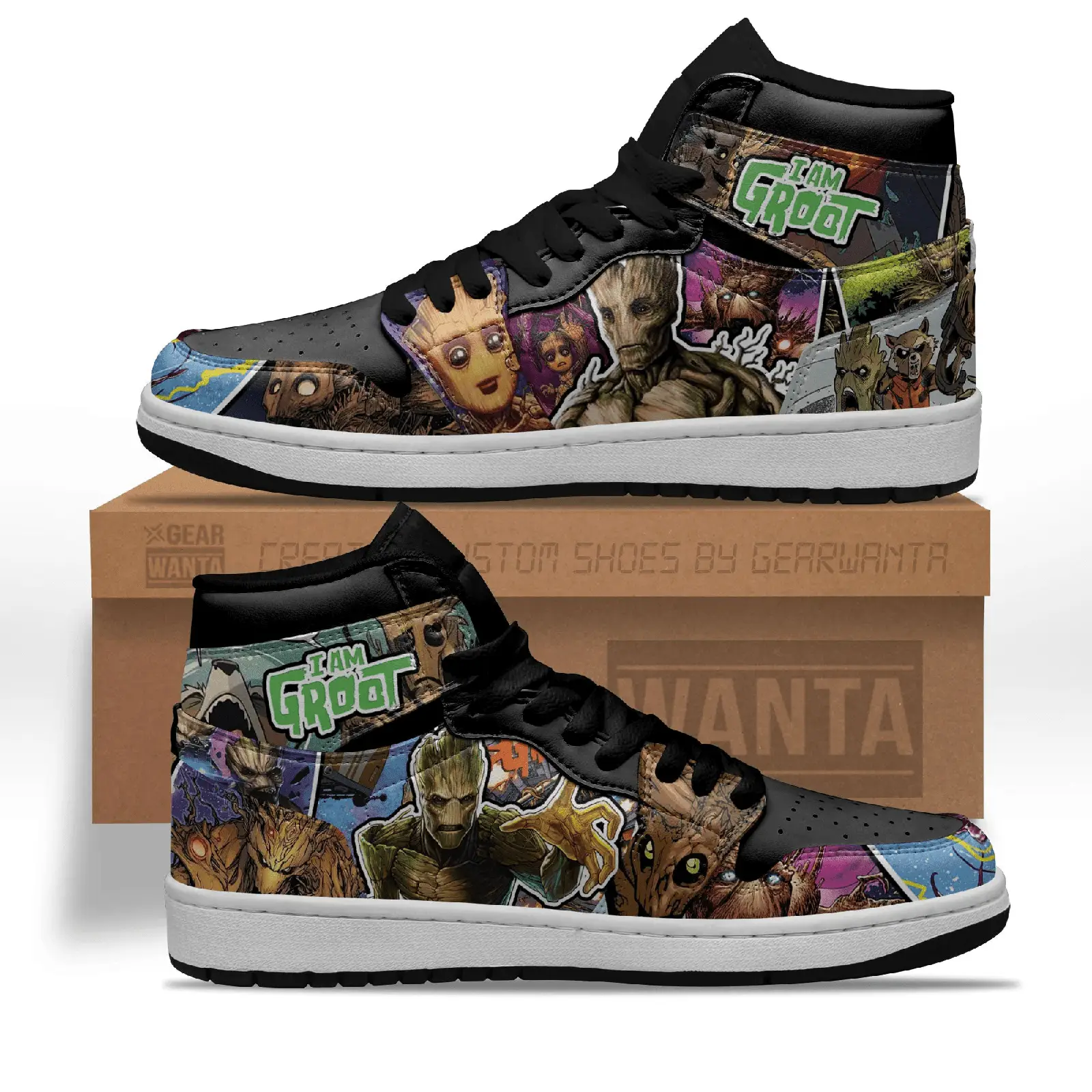 Air JD Hightop Shoes Groot J1 Shoes Custom Super Heroes Sneakers