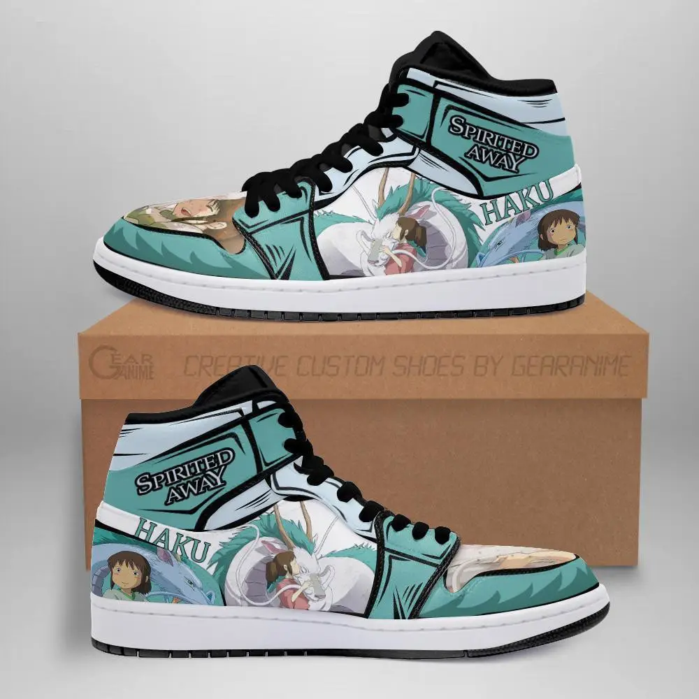 Air JD Hightop Shoes Haku Chihiro JD1s Sneakers Custom Spirited Away Anime Shoes