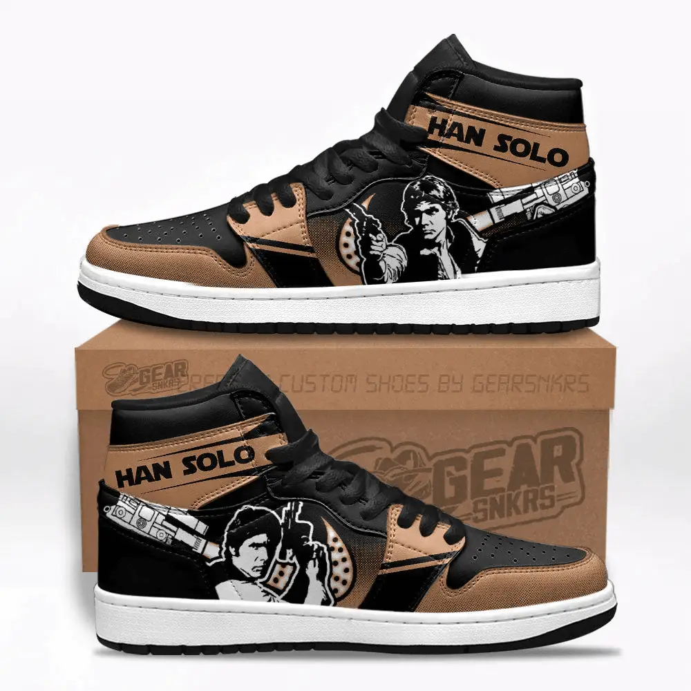 Air JD Hightop Shoes Han Solo Star Wars J1 Shoes Custom For Fans Sneakers TT26