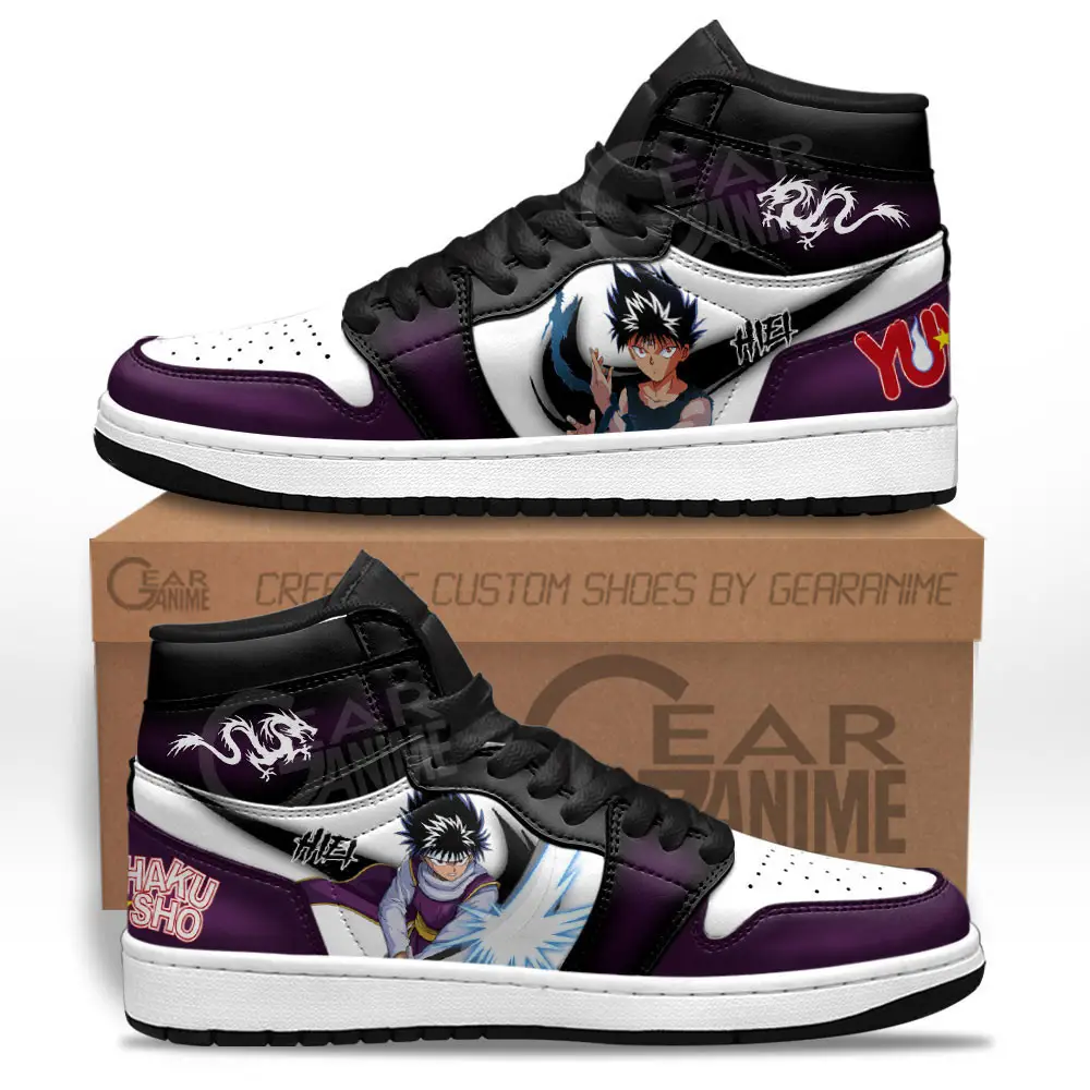 Air JD Hightop Shoes Hiei JD1s Sneakers Yu Yu Hakusho Custom Anime Shoes