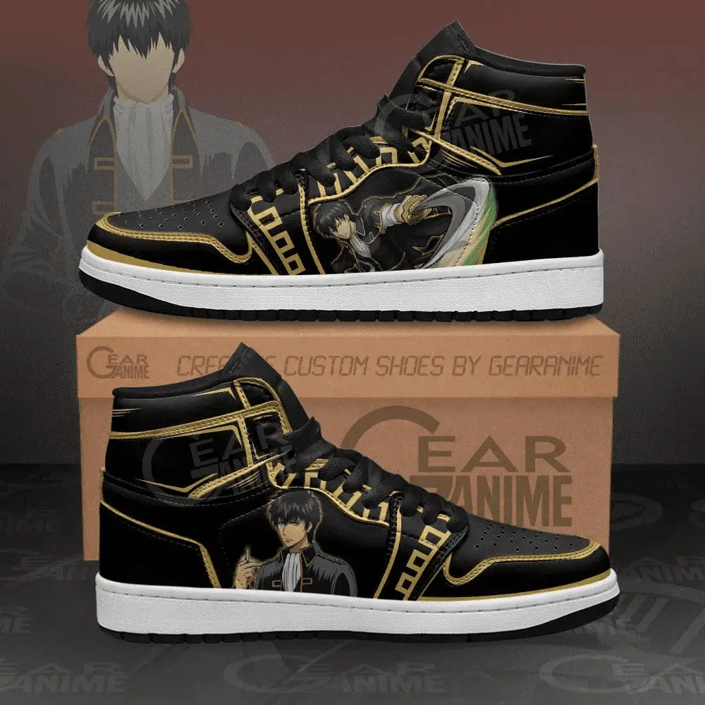 Air JD Hightop Shoes Hijikata Toshiro JD1s Sneakers Gintama Custom Anime Shoes