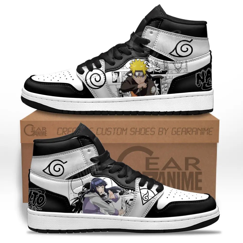 Air JD Hightop Shoes Hinata Hyuga and Nrt Uzumaki JD1s Sneakers Custom Manga Anime Shoes