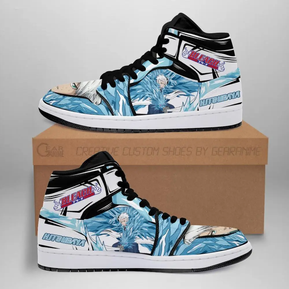 Air JD Hightop Shoes Hitsugaya JD1s Sneakers Bankai Bleach Anime Shoes Fan Gift Idea MN05