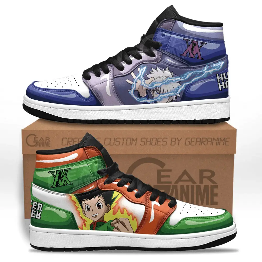 Air JD Hightop Shoes Hunter x Hunter Killua and Gon Custom Anime Shoes
