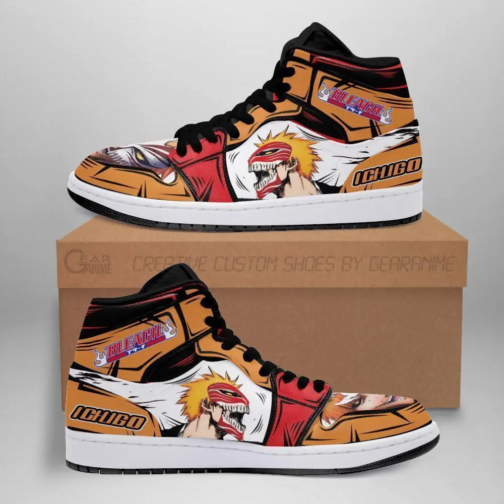 Air JD Hightop Shoes Ichigo Hollow JD1s Sneakers Bleach Anime Shoes Fan Gift Idea MN05