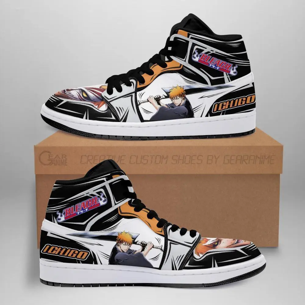 Air JD Hightop Shoes Ichigo JD1s Sneakers Bleach Anime Shoes Fan Gift Idea MN05