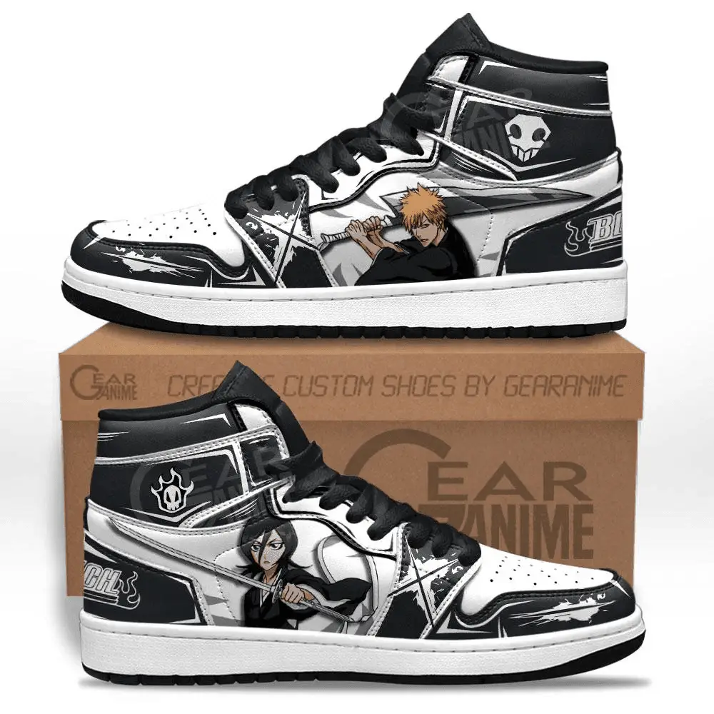 Air JD Hightop Shoes Ichigo Kurosaki And Rukia Kuchiki JD1s Sneakers Custom Anime Bleach Shoes