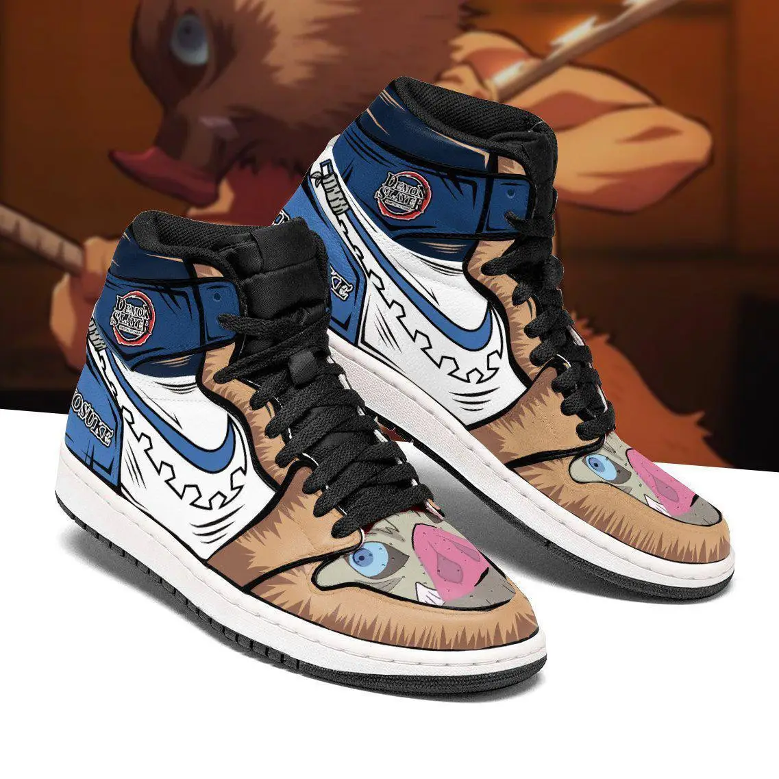 Air JD Hightop Shoes Inosuke Hashibira's Blade JD Sneakers Custom