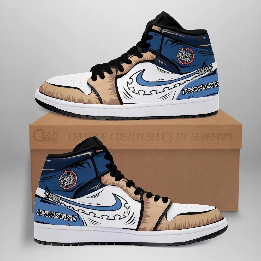 Air JD Hightop Shoes Inosuke Sneaker Boots J1 No Pic Demon Slayer Shoes Anime Fan Gift MN06