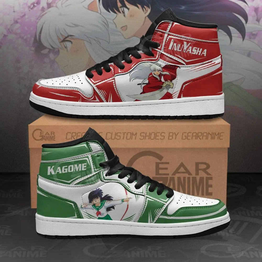 Air JD Hightop Shoes Inuyasha and Kagome JD1s Sneakers Custom Inuyasha Anime Shoes
