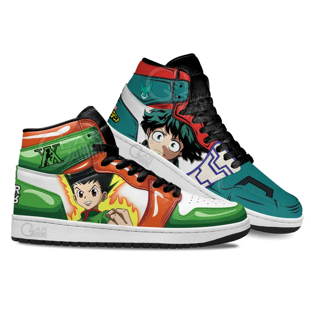 Air JD Hightop Shoes Izuku Midoriya and Gon Freecss Anime Custom Shoes