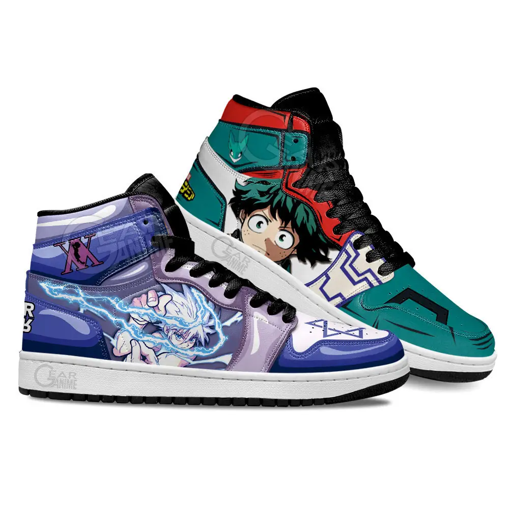 Air JD Hightop Shoes Izuku Midoriya and Killua Anime Custom Shoes