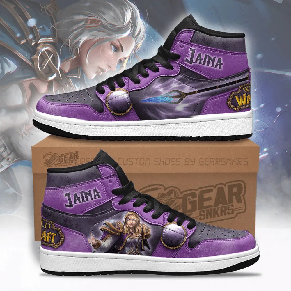 Air JD Hightop Shoes Jaina World of Warcraft J1 Shoes Custom For Fans