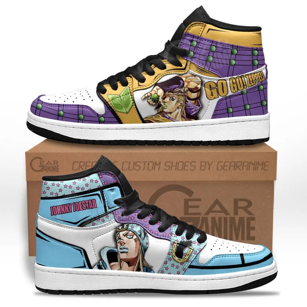 Air JD Hightop Shoes JoJo's Bizarre Adventure Gyro Zeppeli and Johnny Joestar JD1s Sneakers Custom Anime Shoes