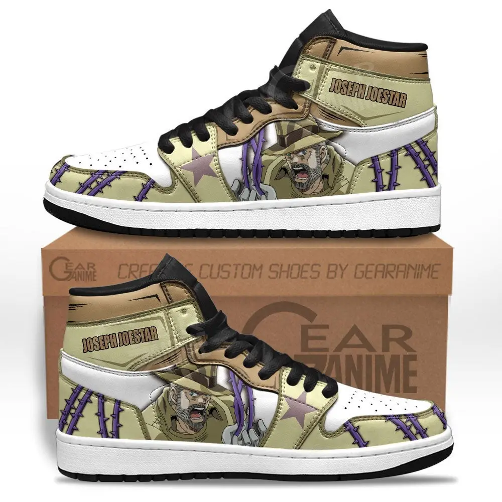 Air JD Hightop Shoes JoJo's Bizarre Adventure Joseph Joestar Old JD1s Sneakers Custom Anime Shoes