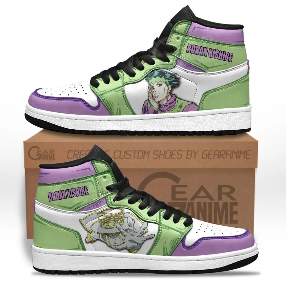 Air JD Hightop Shoes JoJo's Bizarre Adventure Rohan Kishibe JD1s Sneakers Custom Anime Shoes